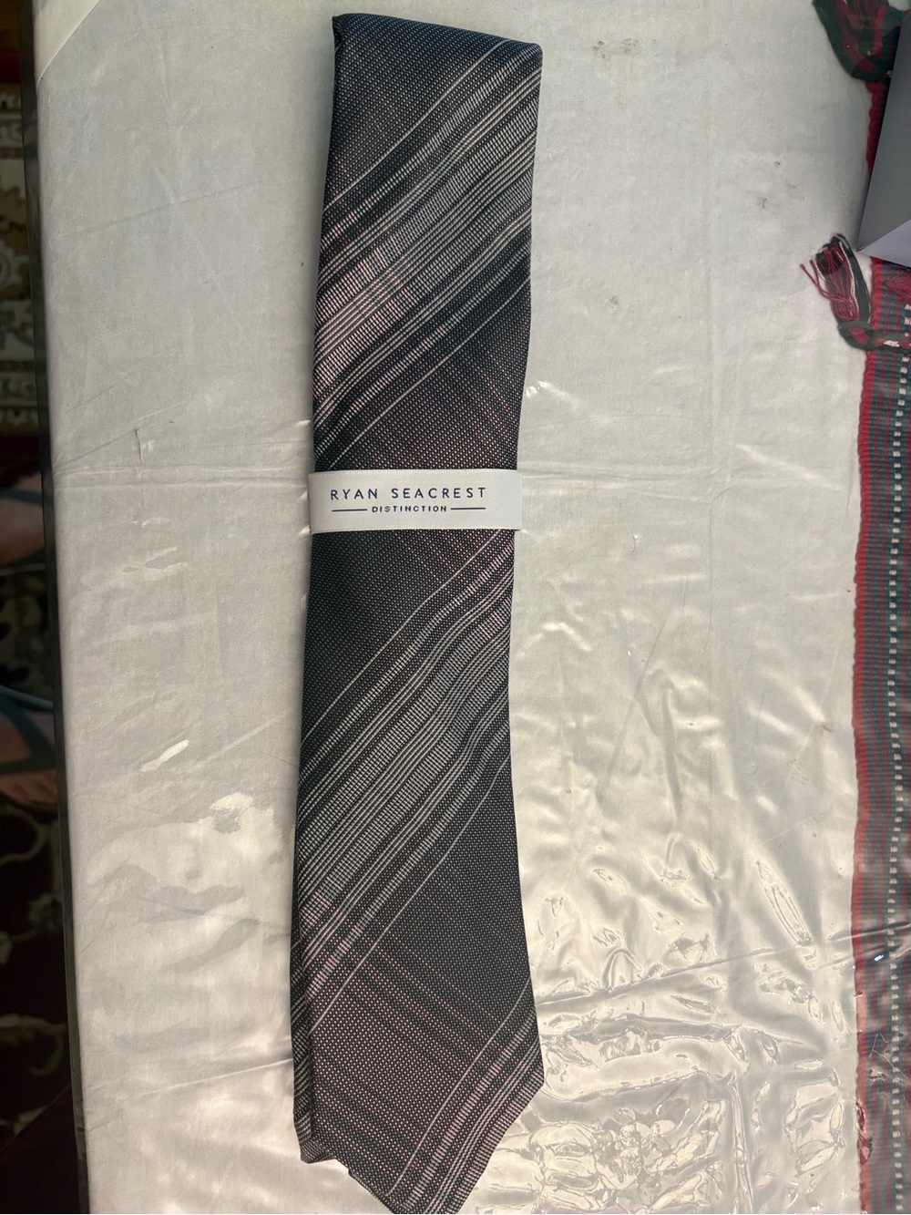 Ryan Seacrest Distinction Black and Gray Diagonal Stripe Tie